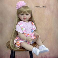 22in Reborn Baby Full Body Vinyl Newborn Girl Blonde Hair Princess Toddler