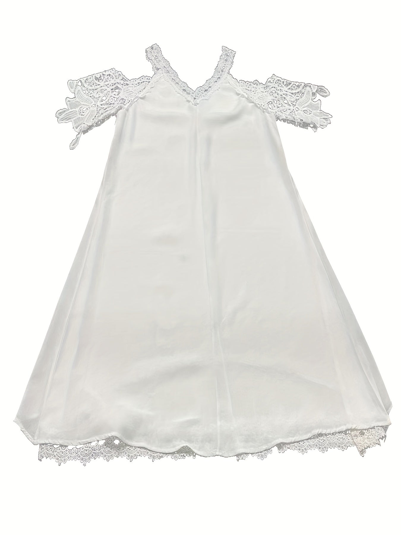 Cold Shoulder Lace Panel V Neck Dress
