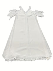 Cold Shoulder Lace Panel V Neck Dress