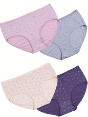 4 Pack Plus Size Floral Print Soft Briefs Set