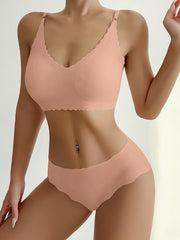 Solid Push Up Bra & Panties Set