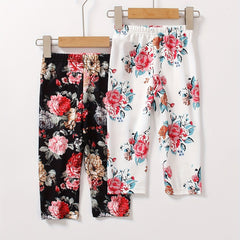 Girls Floral Print Leggings Two Pack Trousers 2-6 Years