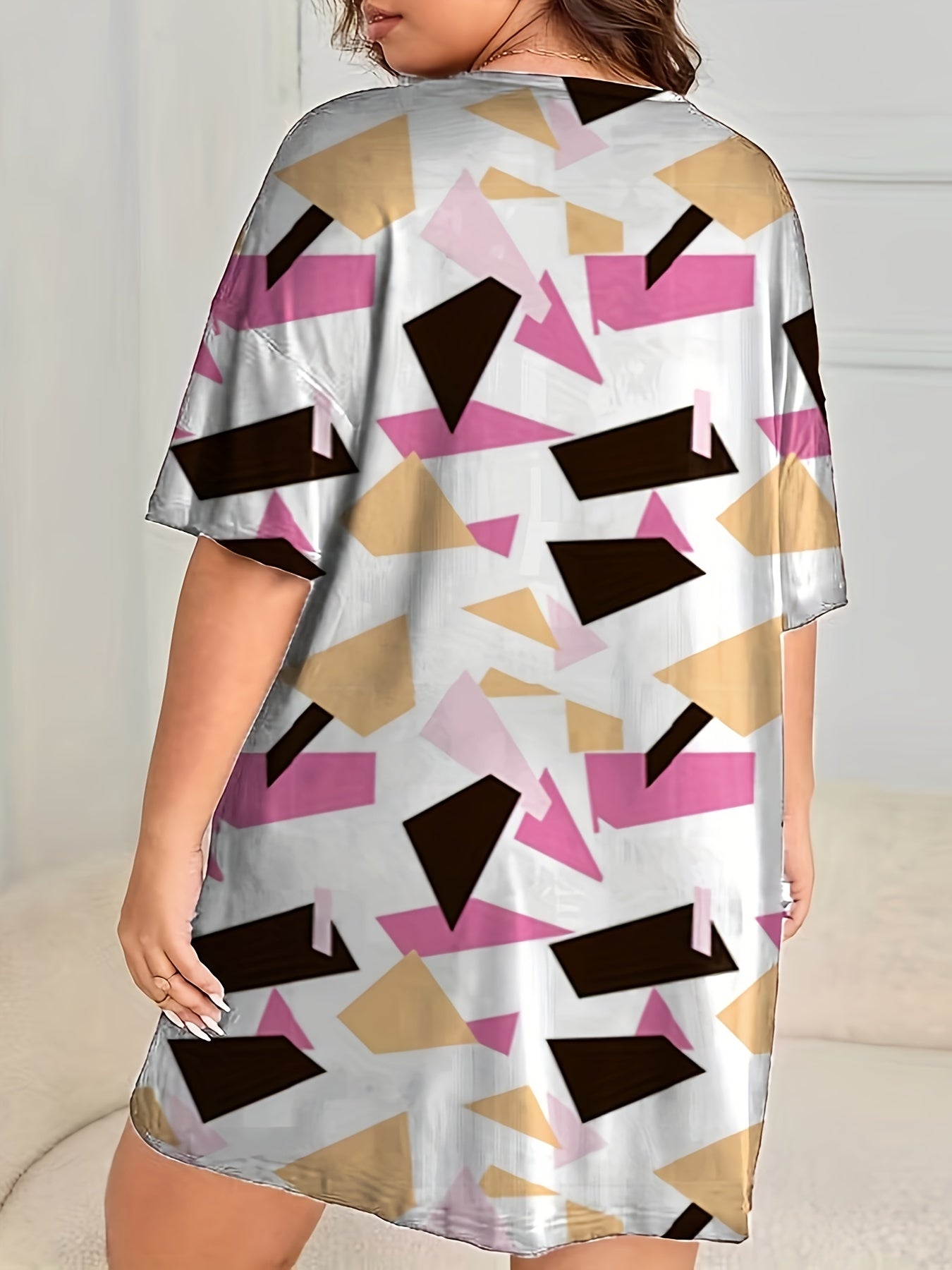 Geometric Print Short Sleeve Nightdress