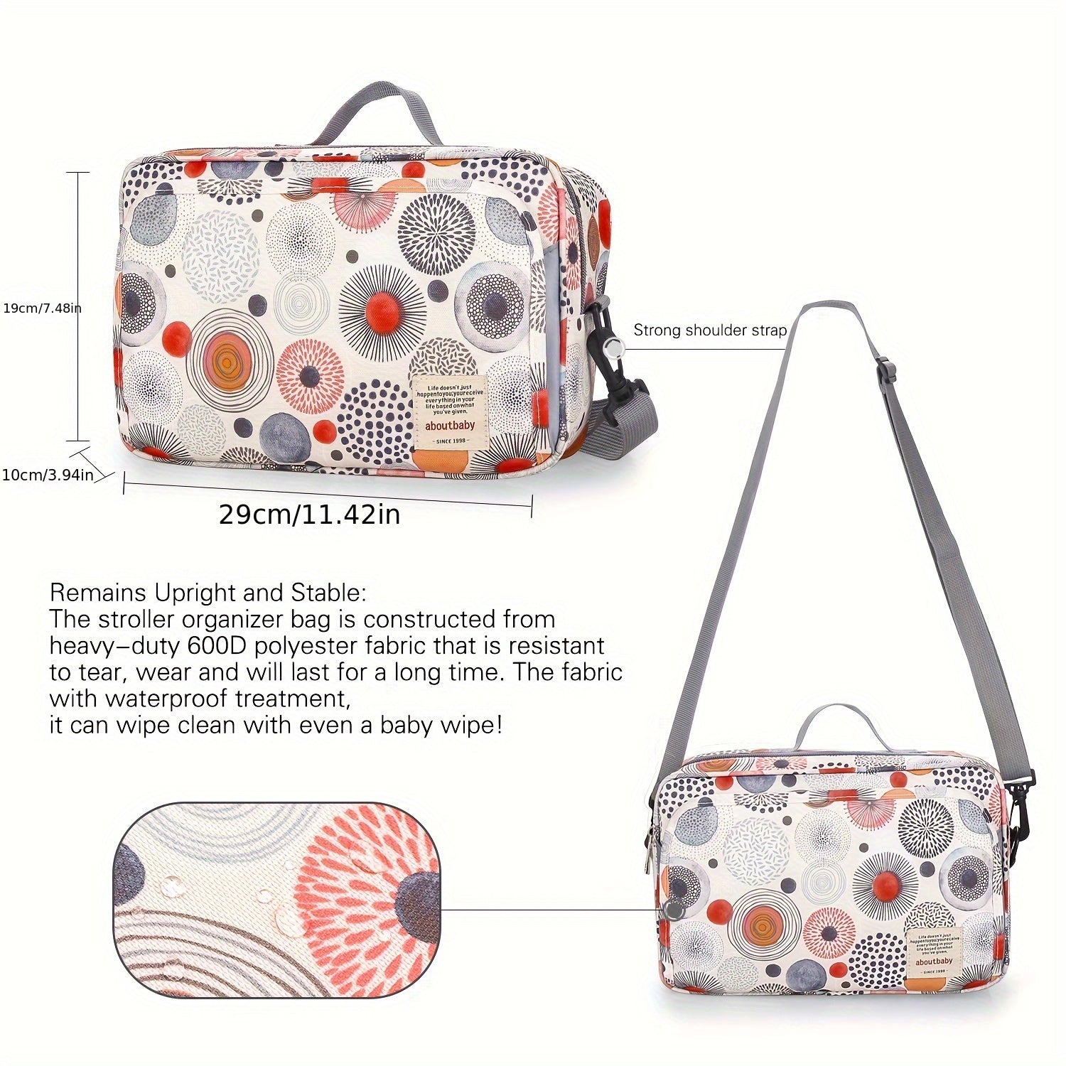 Waterproof Diaper Bag with Random Zero Wallet & Keychain