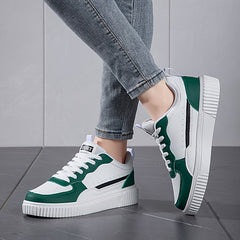 Faux Leather Block Skate Shoes Non Slip Flat Sneakers