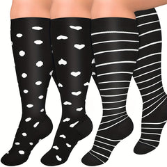 3 Pairs Plus Size Knee High Copper Compression Socks for Adult Sports