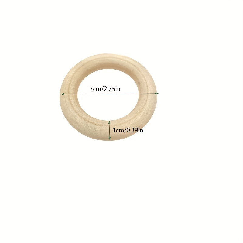 20pcs 70mm Natural Wooden Rings for DIY Crafts & Jewelry Making