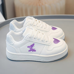 Girl's Butterfly & Heart Pattern Skate Shoes Non Slip Casual Sneakers