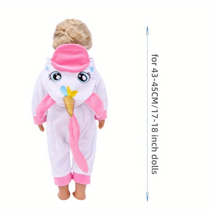 Pink Unicorn Onesie for 17-18 Inch Dolls - Fits 43 Dolls