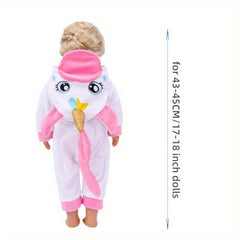 Pink Unicorn Onesie for 17-18 Inch Dolls - Fits 43 Dolls