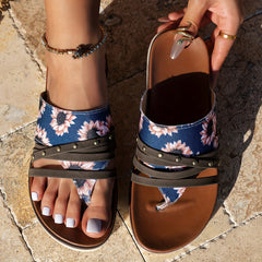 Sunflower Print Beach Flip-flops for Vacation