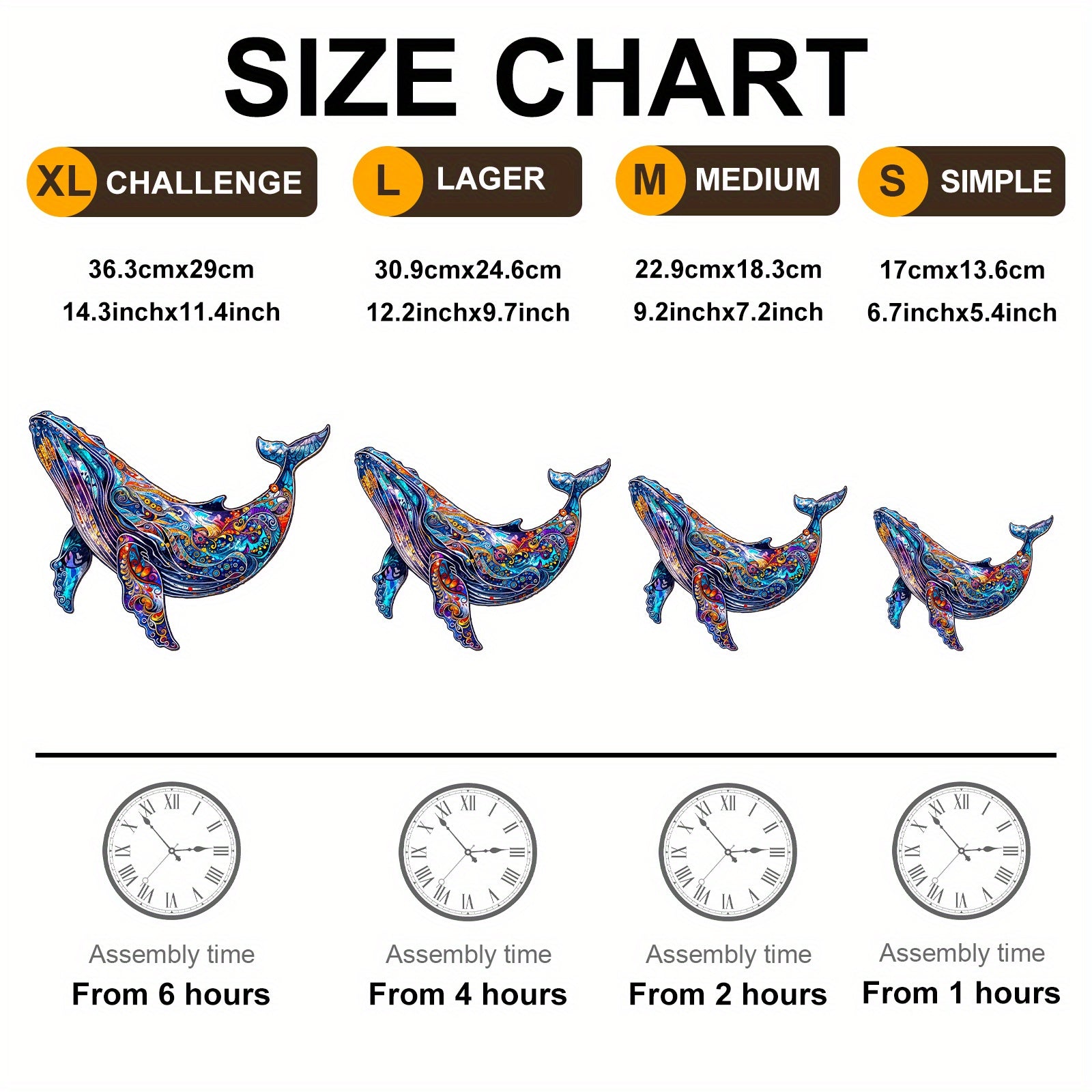 Vibrant Whale Wooden Jigsaw Puzzle - Challenging Brain Teaser for Adults