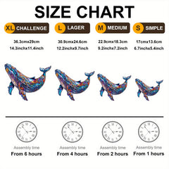 Vibrant Whale Wooden Jigsaw Puzzle - Challenging Brain Teaser for Adults