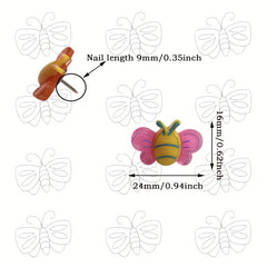 20pcs Transparent Butterfly and Bee Push Pins for School and Office Decoration