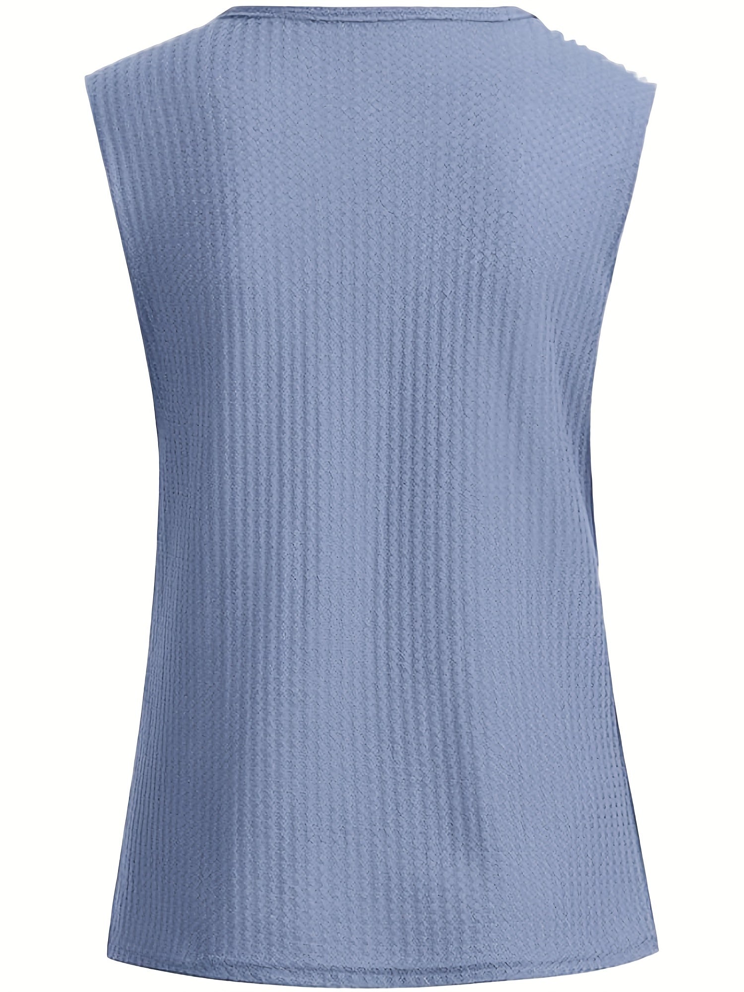 Waffle Knitted V Neck Tank Top for Summer Women