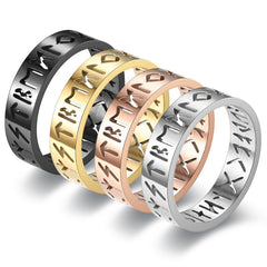 Minimalist Men's Hollow Viking Rune Stainless Steel Ring
