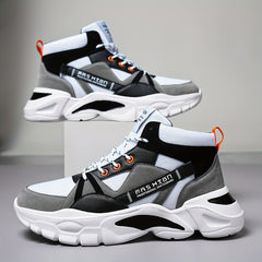 Men's High Top Basketball Shoes Colour Block Non Slip Lace Up Sneakers