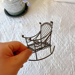 Mini Metal Rocking Chair for Dollhouse - Home Decor & Holiday - Age 14+