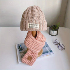 Baby Hat Scarf Set Thick Warm Knit Woolen Hat for Boys and Girls