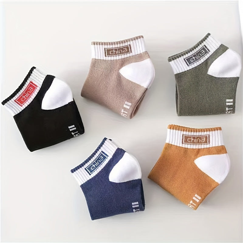 Men's Block Crew Socks Breathable Comfy Casual Unisex Socks All Seasons
