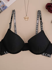 3pcs Letter Print Push Up Bras Comfortable Intimates Bra