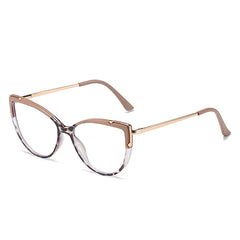 Cat Eye Oversized Round Frame Light Blocking Glasses