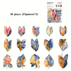 30pcs Simulation Leaf Pet Sticker Pack - Journal Plant Decoration Sticker