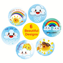 500 Inspirational Cartoon Weather Expression Stickers Roll