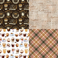 Coffee Themed DIY Scrapbook Stickers & Backgrounds Kit - 24 Sheets