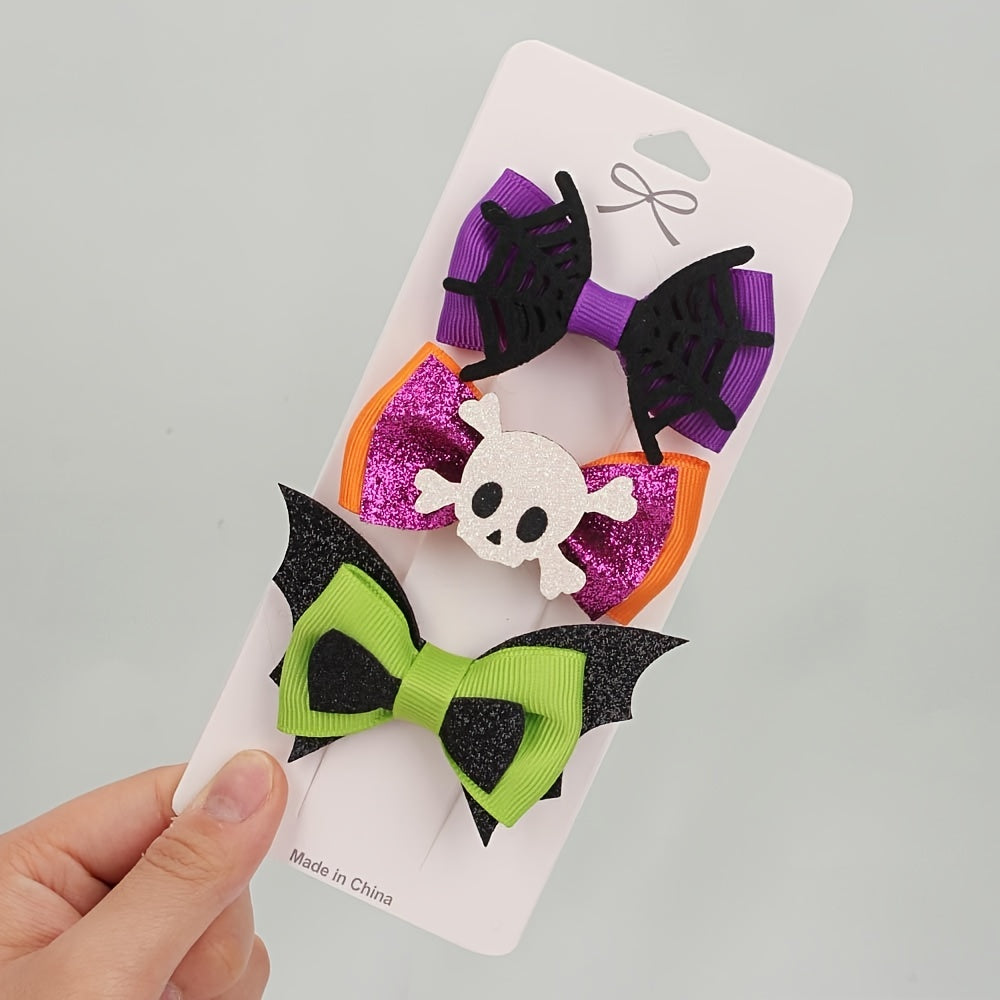 3pcs Cartoon Bat Hairclip Bow Halloween Hair Accessories