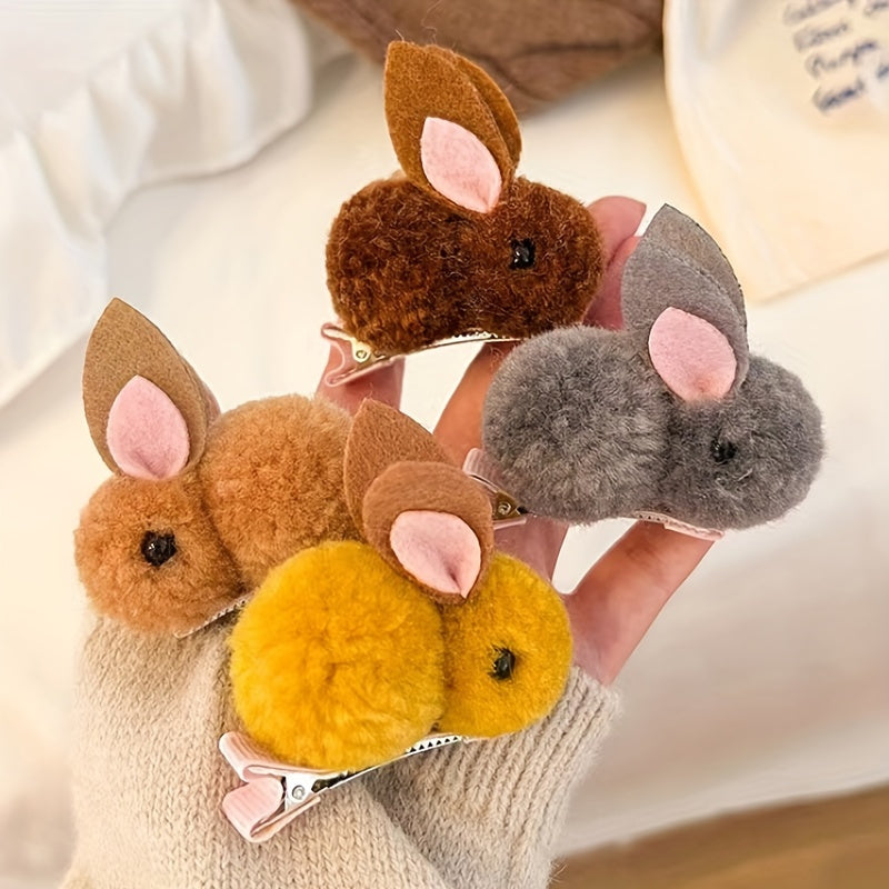Bunny Plush Hair Clips for Girls