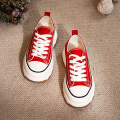 Women's Platform Canvas Sneakers Low Top Lace Up Shoes