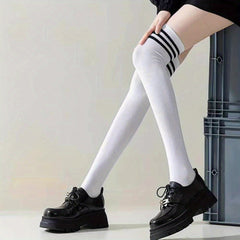 Striped Thigh High Socks Over The Knee All-match Stockings