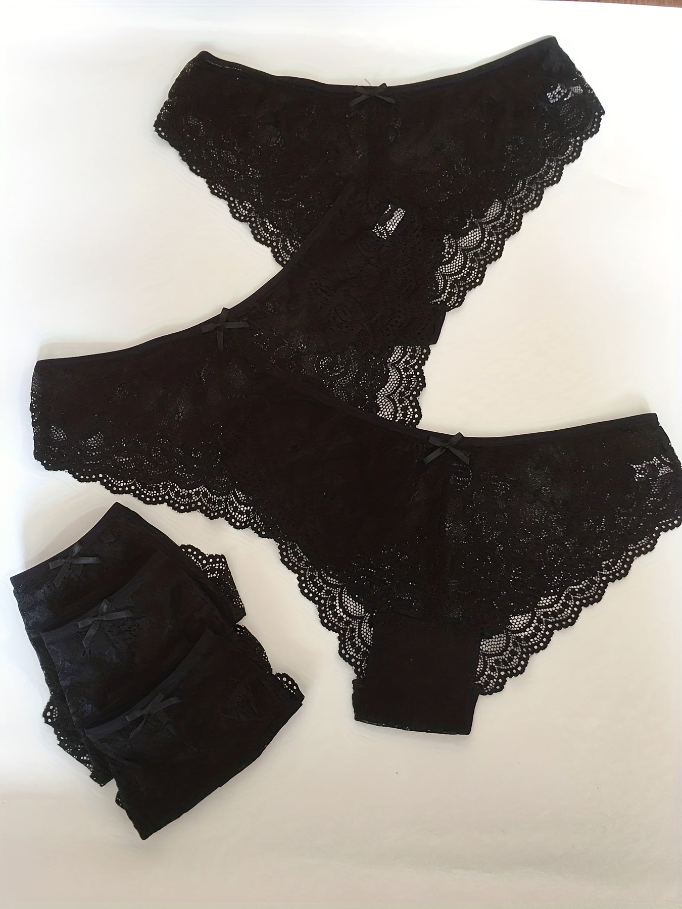 6pcs Lace Stitching Briefs Low Waist Stretchy Panties Women's Lingerie