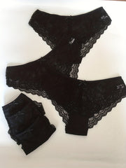 6pcs Lace Stitching Briefs Low Waist Stretchy Panties Women's Lingerie