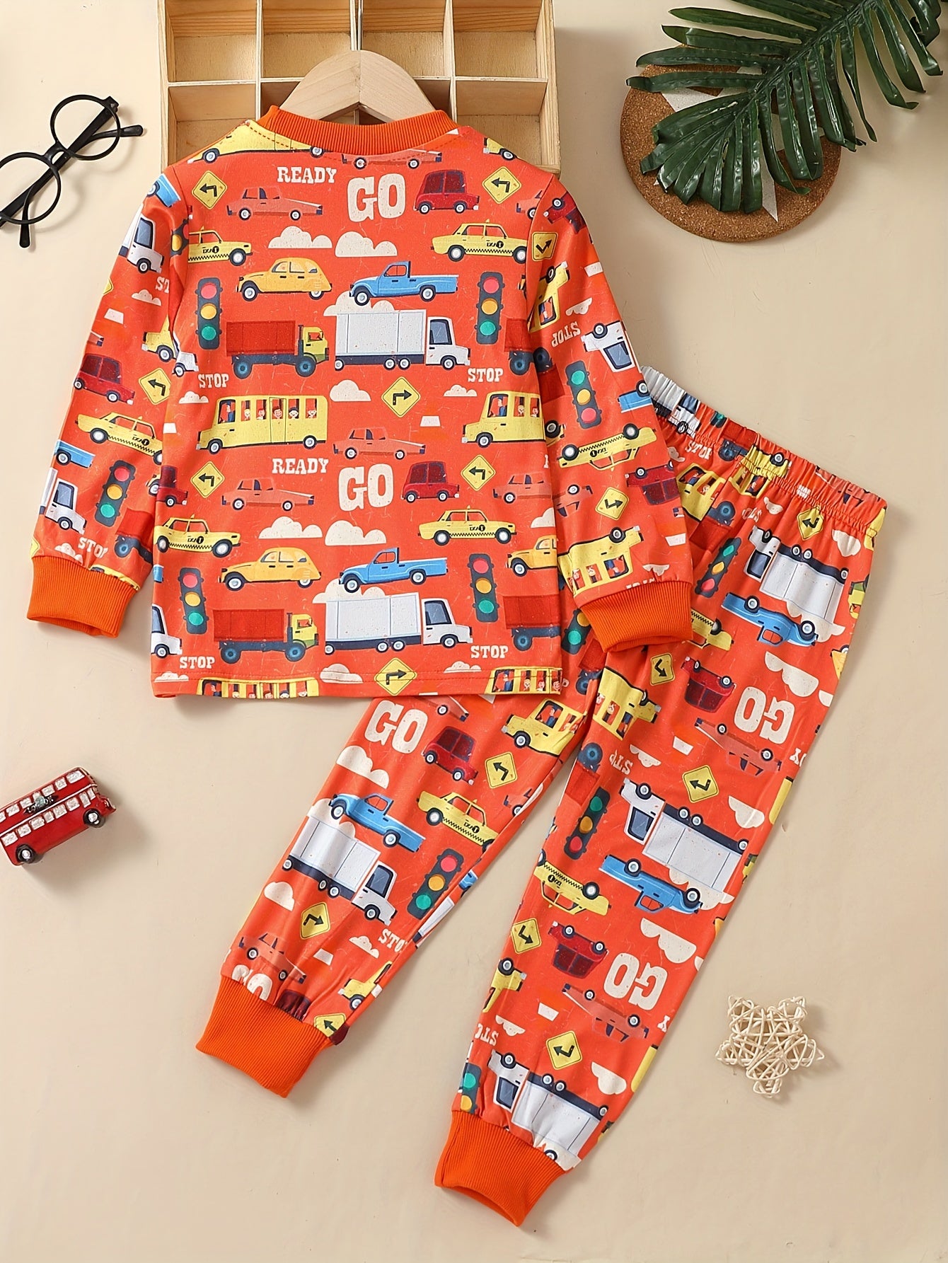 Boy's Car Print Long Sleeve Pajama Set