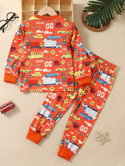 Boy's Car Print Long Sleeve Pajama Set