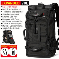 Men's Casual Travel Backpack Waterproof 40 64 Cm Laptop Backpack USB Port