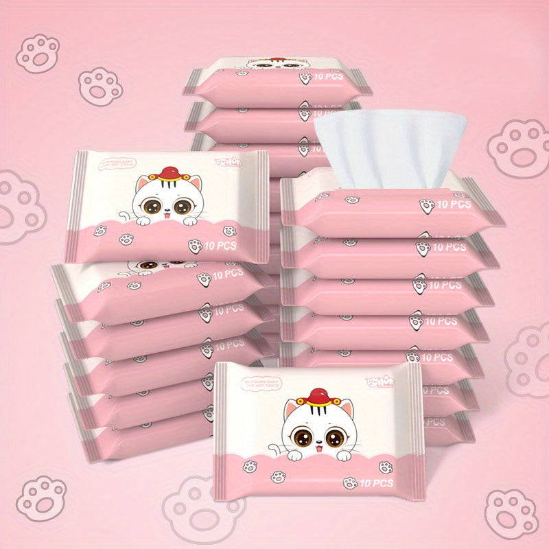 10 Disposable Wet Tissues for Baby Hand & Mouth Cleaning