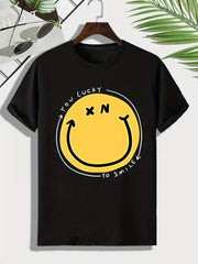 Men's Happy Face Pattern T shirt Active Breathable Tee