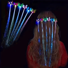 2pcs Butterfly LED Glitter Hair Braid Luminous Hairpin Hair Accessories Girls