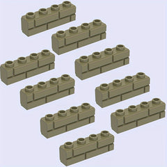 9pcs Building Blocks 1X4 Ten Colors Castle Wall Tiles Two Lattice Bricks