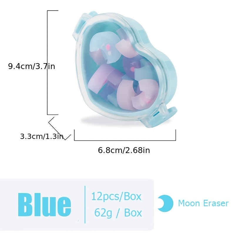 Candy Colored Cartoon Erasers 12pcs Per Box Jelly Colored Stationery