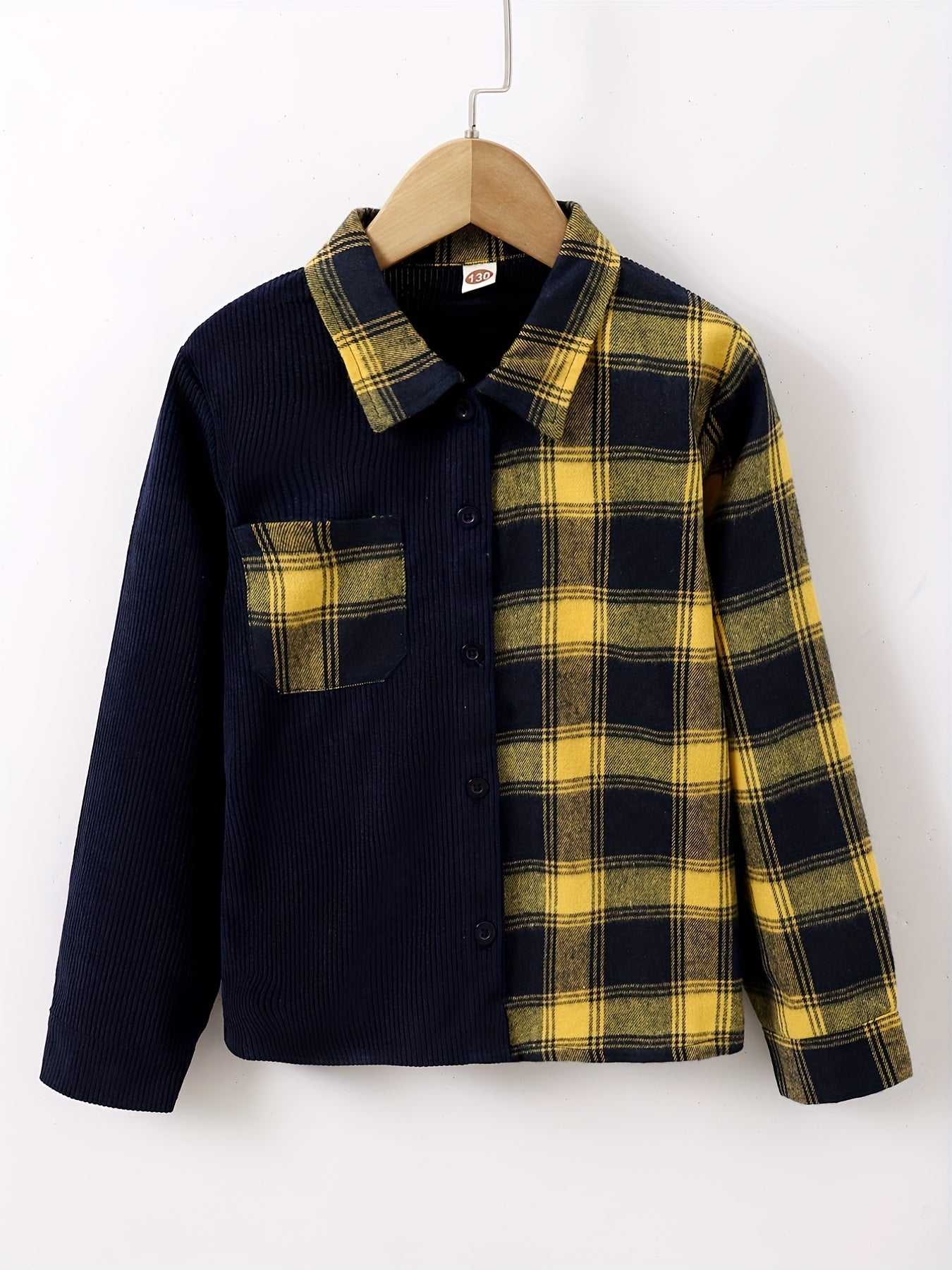 Boys Plaid Collar Shirt Long Sleeve Tops For Kids