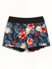 Tropical Print Sexy Boxer Short Bottom High Waist Swimwear