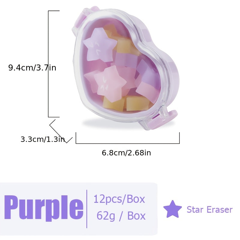 Candy Colored Cartoon Erasers 12pcs Per Box Jelly Colored Stationery