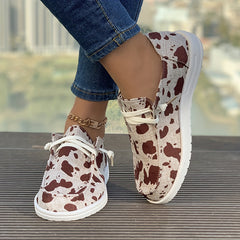 Cow Pattern Flat Boat Shoes Casual Versatile Wear Resistance Loafers Shoes
