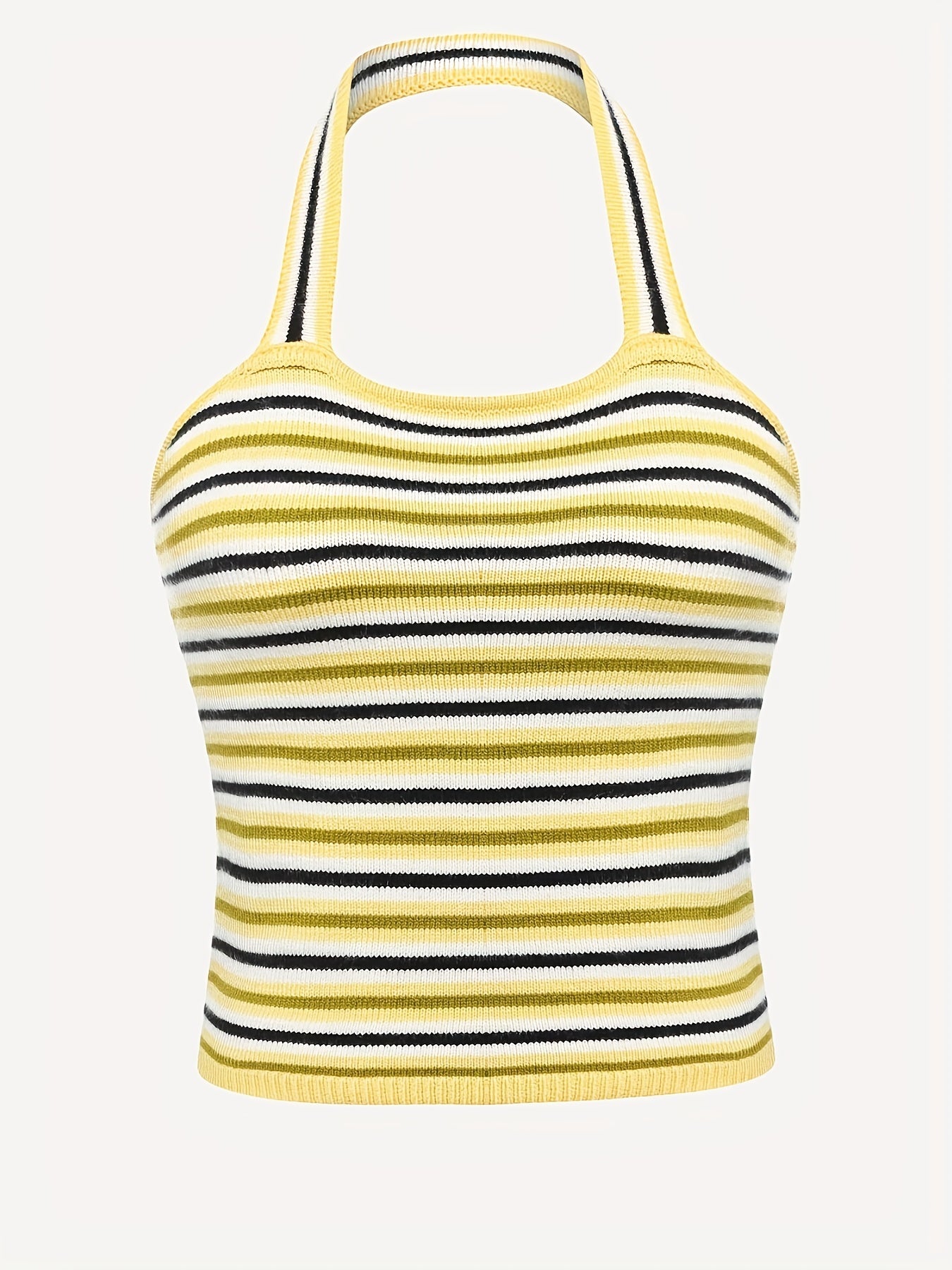 Y2K Striped Backless Halter Top