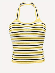 Y2K Striped Backless Halter Top
