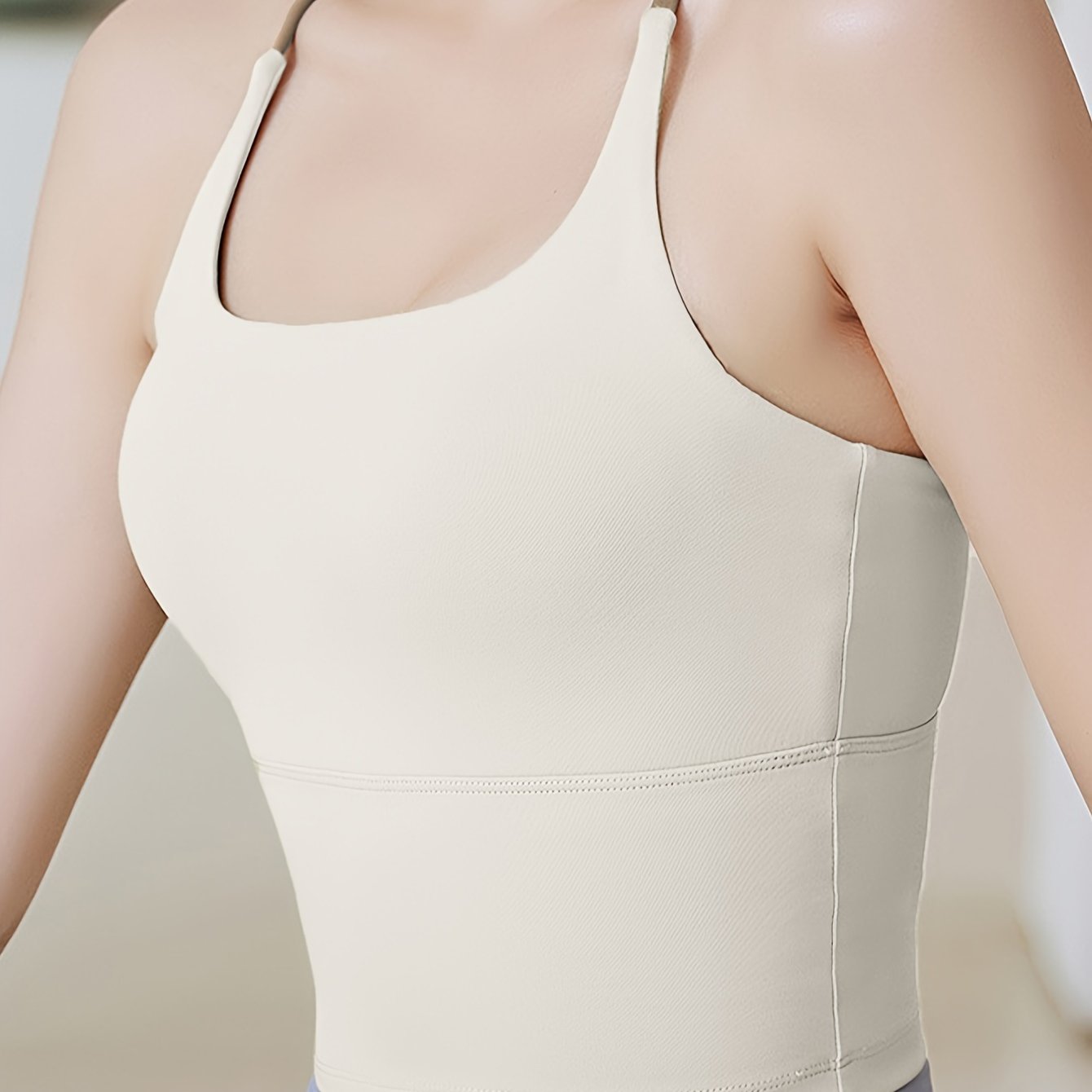 Spaghetti Strap Sports Tank Top with Chest Pad